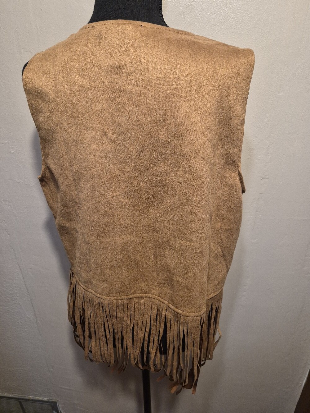 Liv Los Angeles Boho Fringe Vest in Cognac Brown Large - Picture 4 of 5